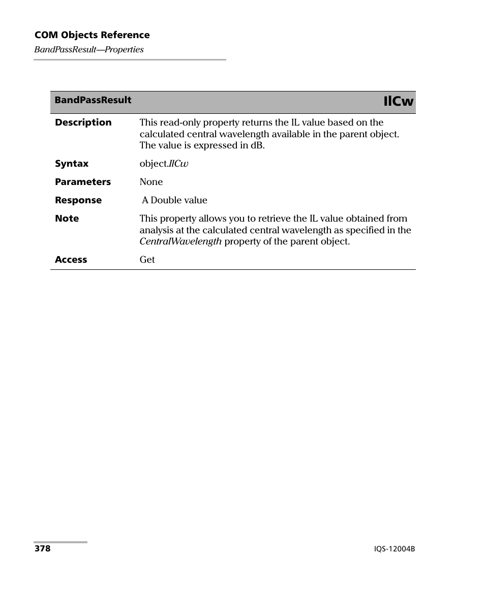 Ilcw | EXFO IQS-12004B DWDM Passive Component Test System for IQS-500 User Manual | Page 390 / 437