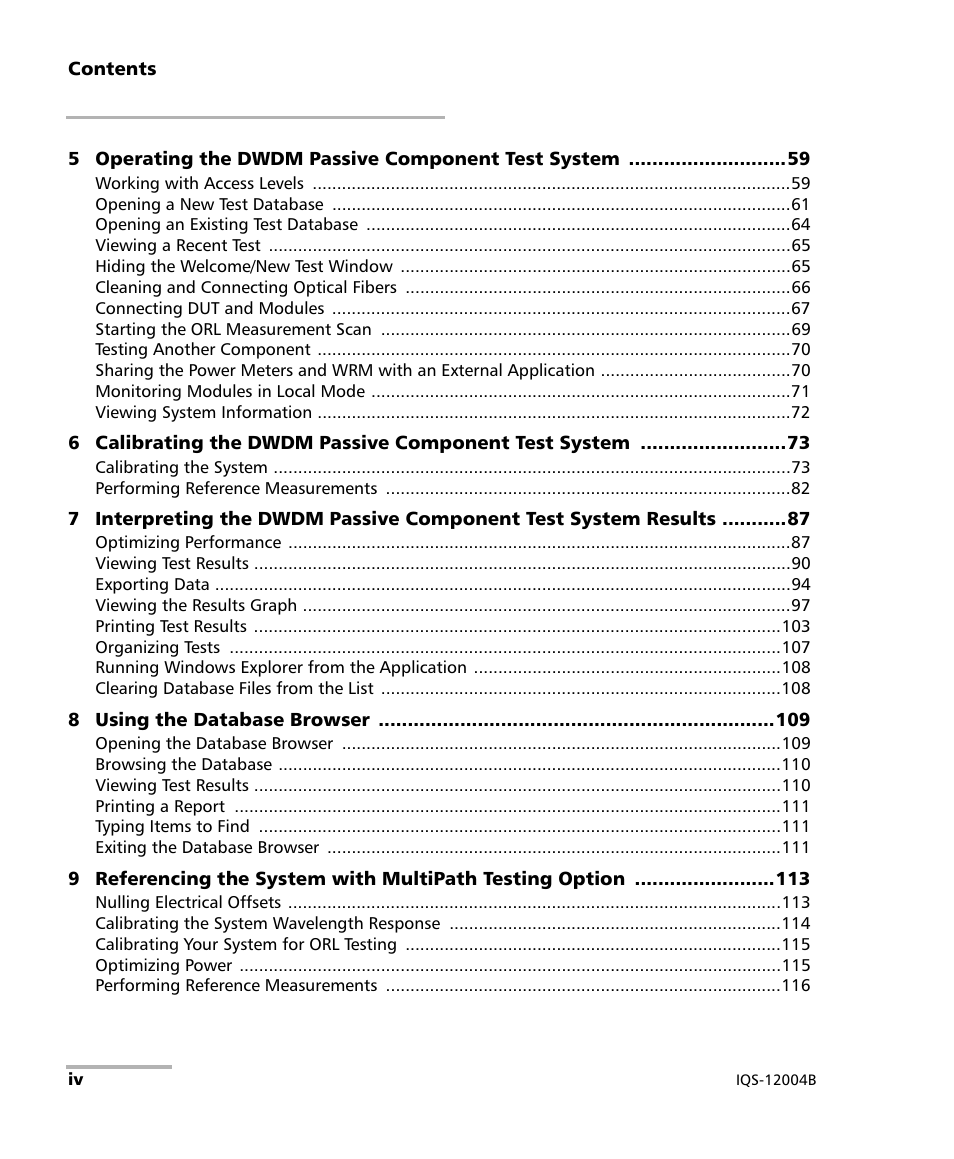 EXFO IQS-12004B DWDM Passive Component Test System for IQS-500 User Manual | Page 4 / 437