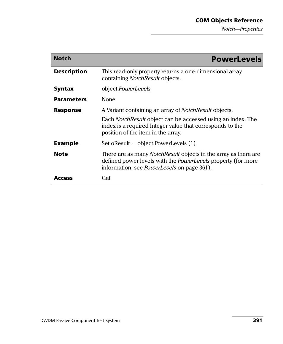 Powerlevels | EXFO IQS-12004B DWDM Passive Component Test System for IQS-500 User Manual | Page 403 / 437