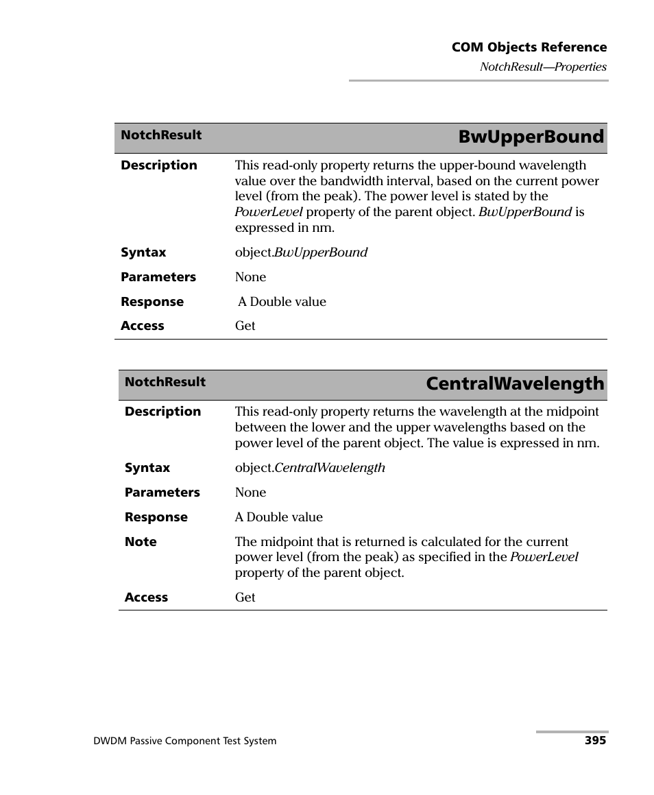 Bwupperbound, Centralwavelength | EXFO IQS-12004B DWDM Passive Component Test System for IQS-500 User Manual | Page 407 / 437