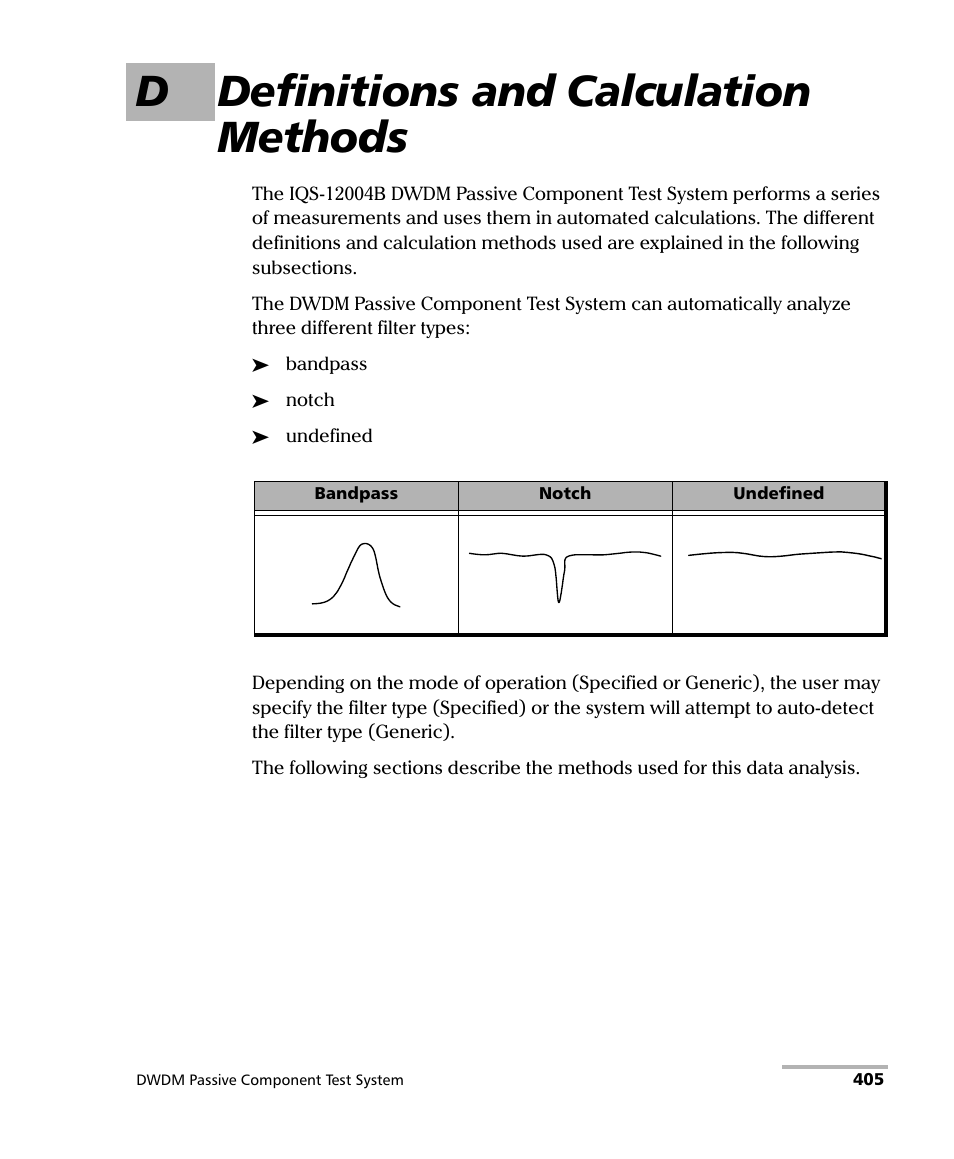 D definitions and calculation methods | EXFO IQS-12004B DWDM Passive Component Test System for IQS-500 User Manual | Page 417 / 437