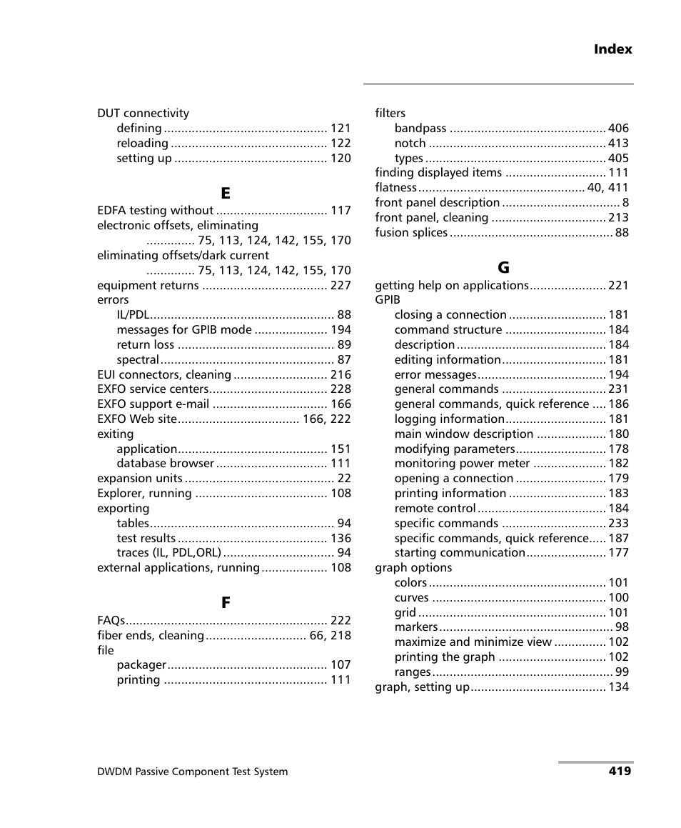 EXFO IQS-12004B DWDM Passive Component Test System for IQS-500 User Manual | Page 431 / 437