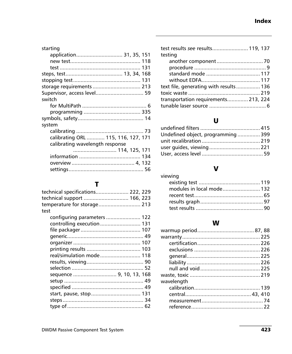 EXFO IQS-12004B DWDM Passive Component Test System for IQS-500 User Manual | Page 435 / 437