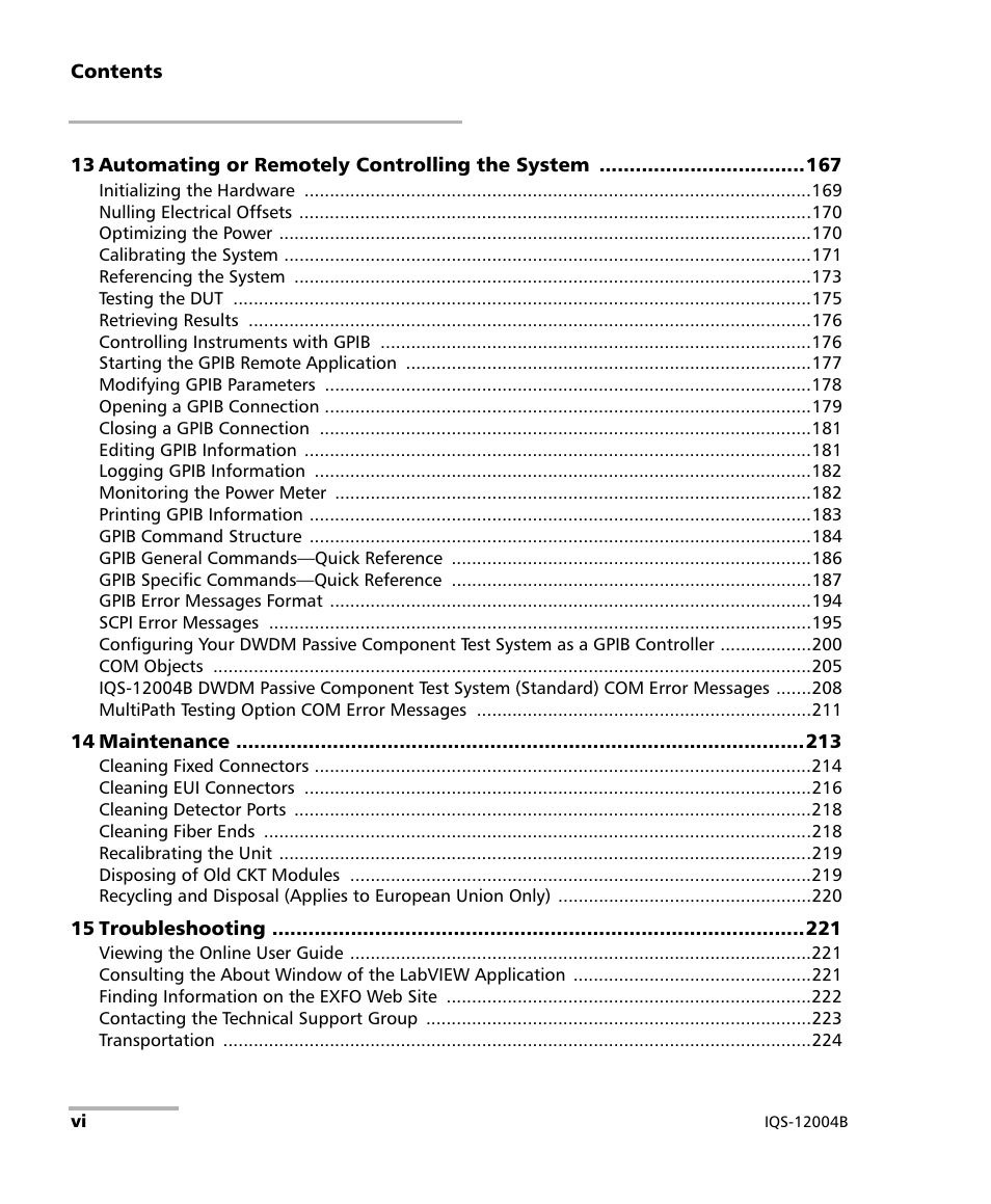 EXFO IQS-12004B DWDM Passive Component Test System for IQS-500 User Manual | Page 6 / 437