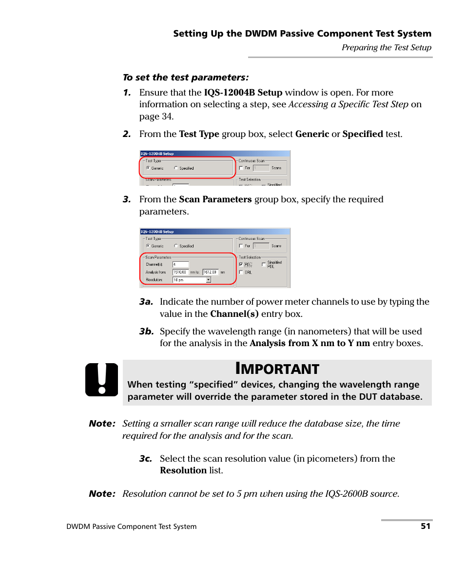 Mportant | EXFO IQS-12004B DWDM Passive Component Test System for IQS-500 User Manual | Page 63 / 437