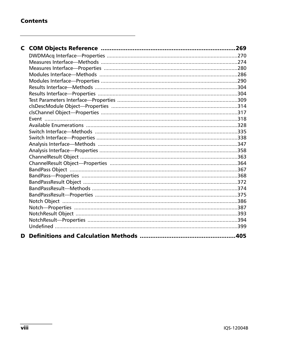 EXFO IQS-12004B DWDM Passive Component Test System for IQS-500 User Manual | Page 8 / 437