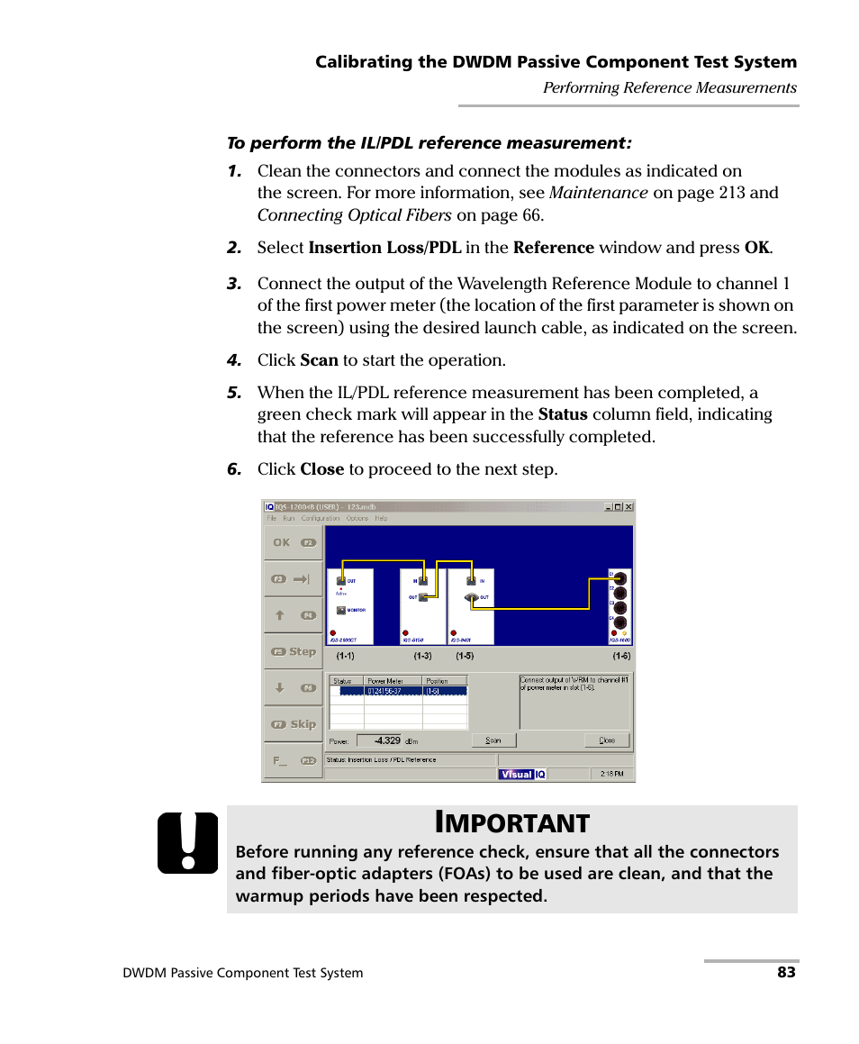 Mportant | EXFO IQS-12004B DWDM Passive Component Test System for IQS-500 User Manual | Page 95 / 437