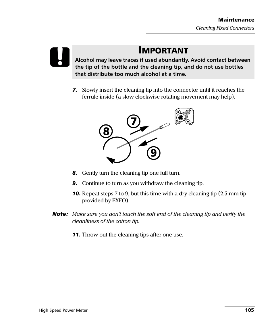 Mportant | EXFO IQS-1600 High-Speed Power Meter for IQS-500/600 User Manual | Page 113 / 238