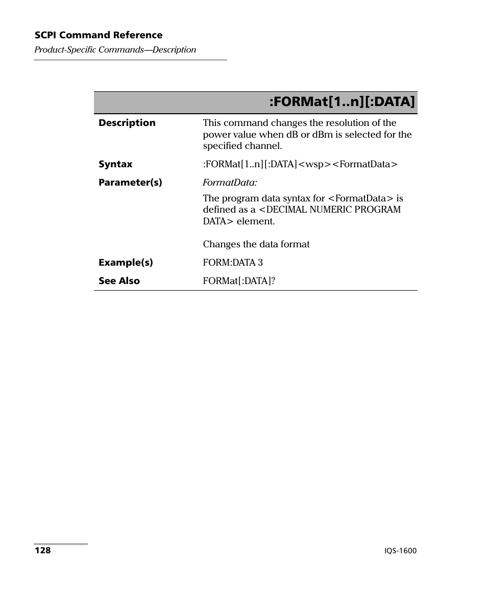 Format[1..n][:data | EXFO IQS-1600 High-Speed Power Meter for IQS-500/600 User Manual | Page 136 / 238
