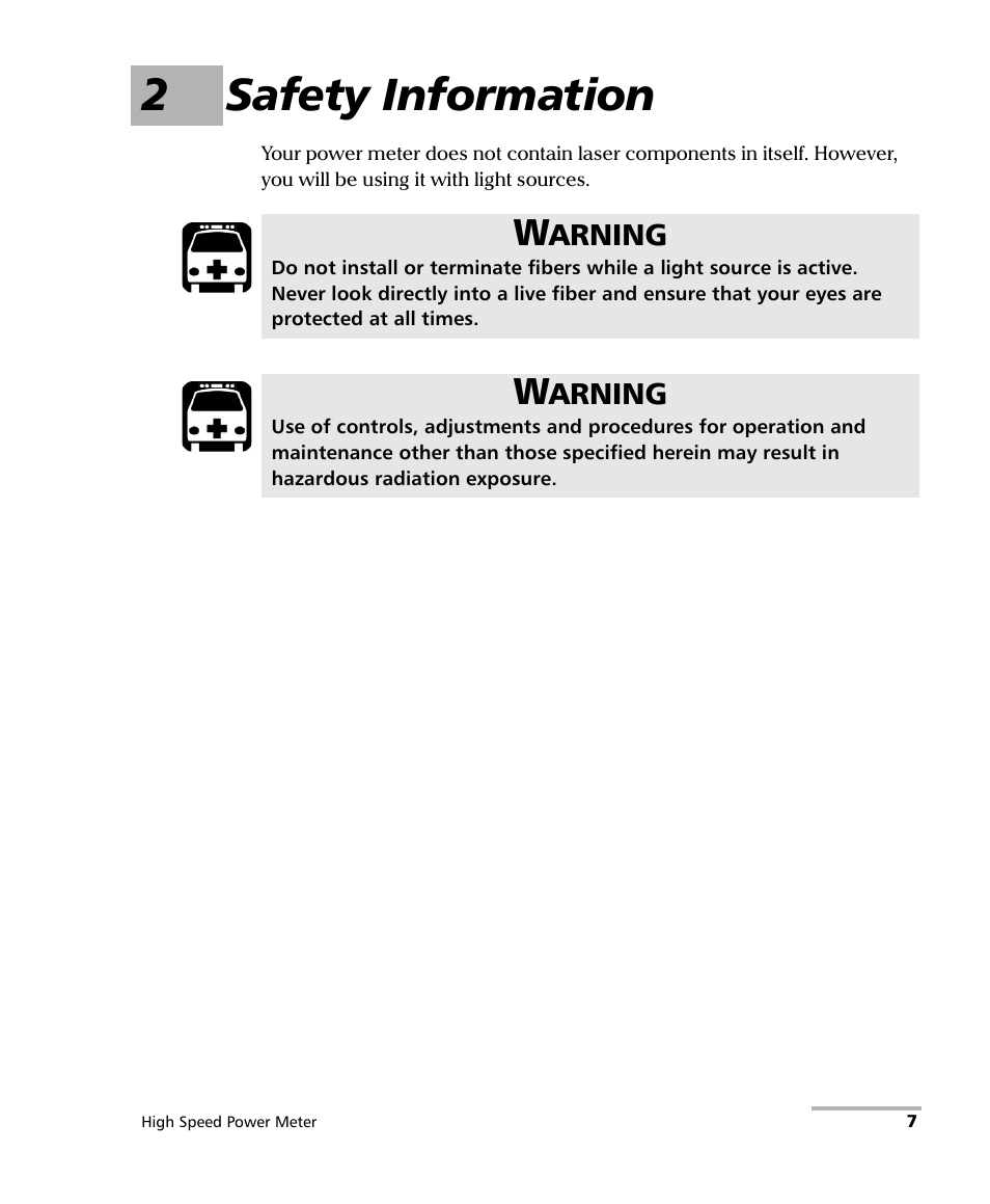2 safety information, 2safety information | EXFO IQS-1600 High-Speed Power Meter for IQS-500/600 User Manual | Page 15 / 238