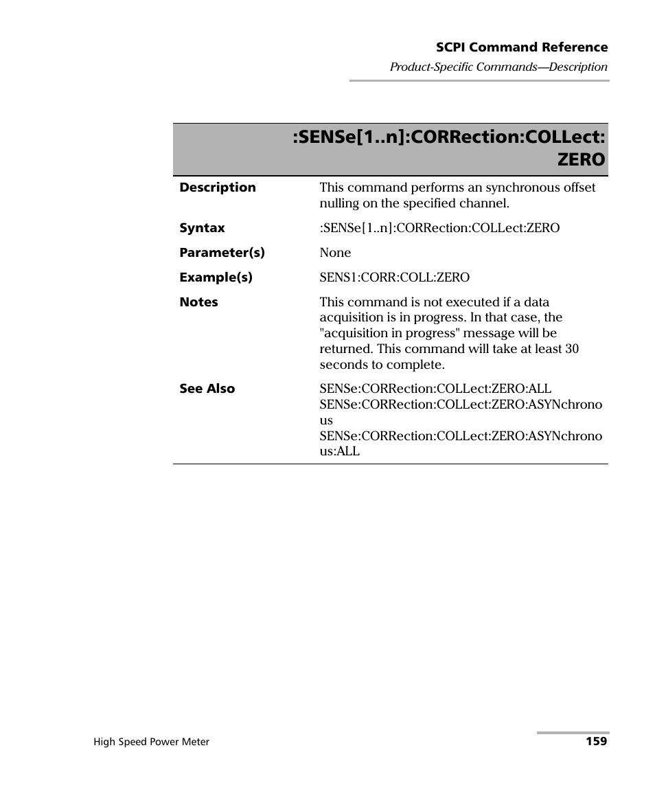 Sense[1..n]:correction:collect: zero | EXFO IQS-1600 High-Speed Power Meter for IQS-500/600 User Manual | Page 167 / 238