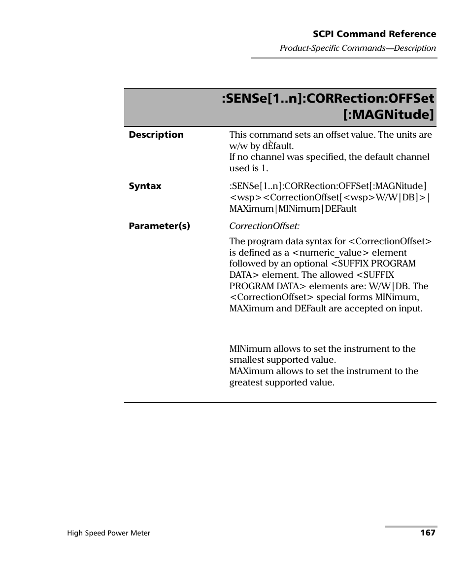 Sense[1..n]:correction:offset [:magnitude | EXFO IQS-1600 High-Speed Power Meter for IQS-500/600 User Manual | Page 175 / 238