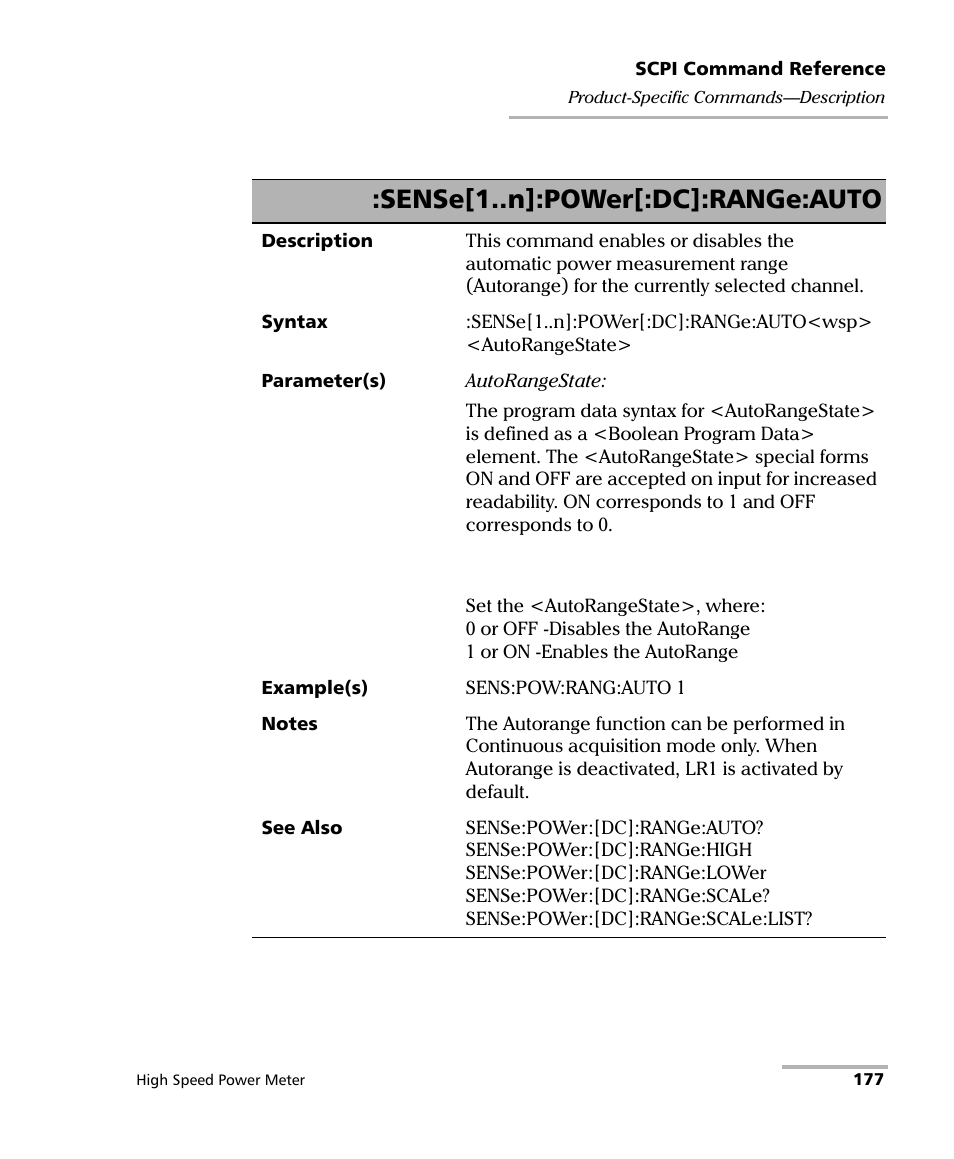 Sense[1..n]:power[:dc]:range:auto | EXFO IQS-1600 High-Speed Power Meter for IQS-500/600 User Manual | Page 185 / 238