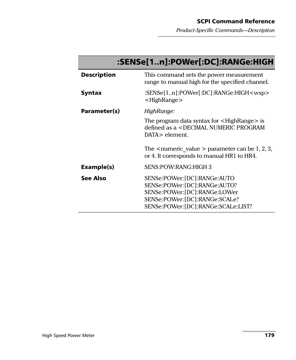 Sense[1..n]:power[:dc]:range:high | EXFO IQS-1600 High-Speed Power Meter for IQS-500/600 User Manual | Page 187 / 238