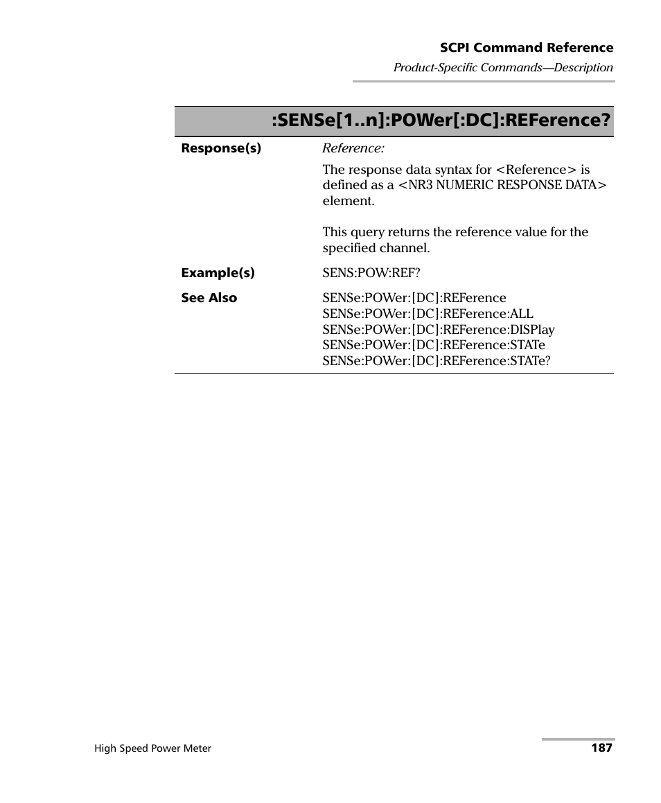 Sense[1..n]:power[:dc]:reference | EXFO IQS-1600 High-Speed Power Meter for IQS-500/600 User Manual | Page 195 / 238