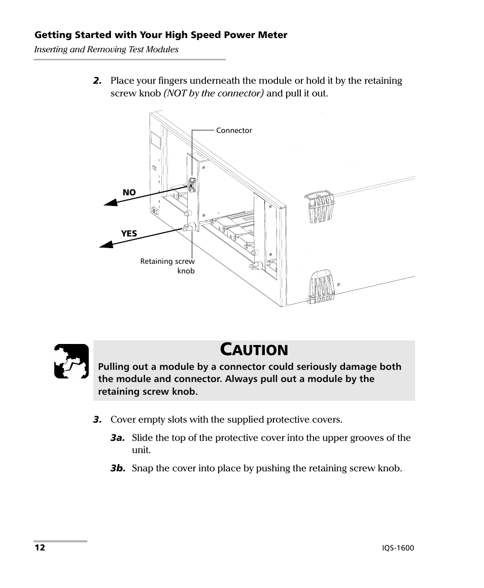 Aution | EXFO IQS-1600 High-Speed Power Meter for IQS-500/600 User Manual | Page 20 / 238