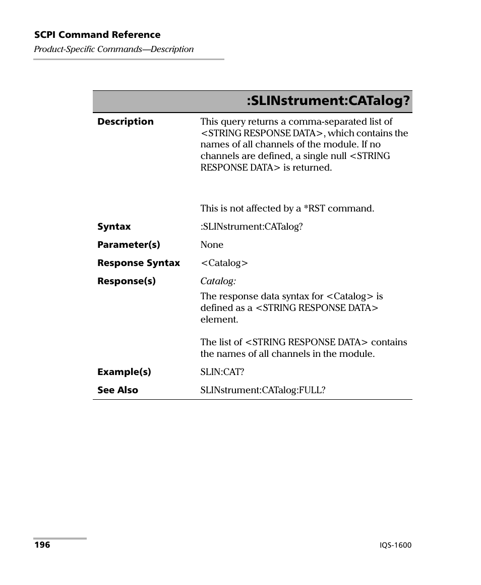 Slinstrument:catalog | EXFO IQS-1600 High-Speed Power Meter for IQS-500/600 User Manual | Page 204 / 238