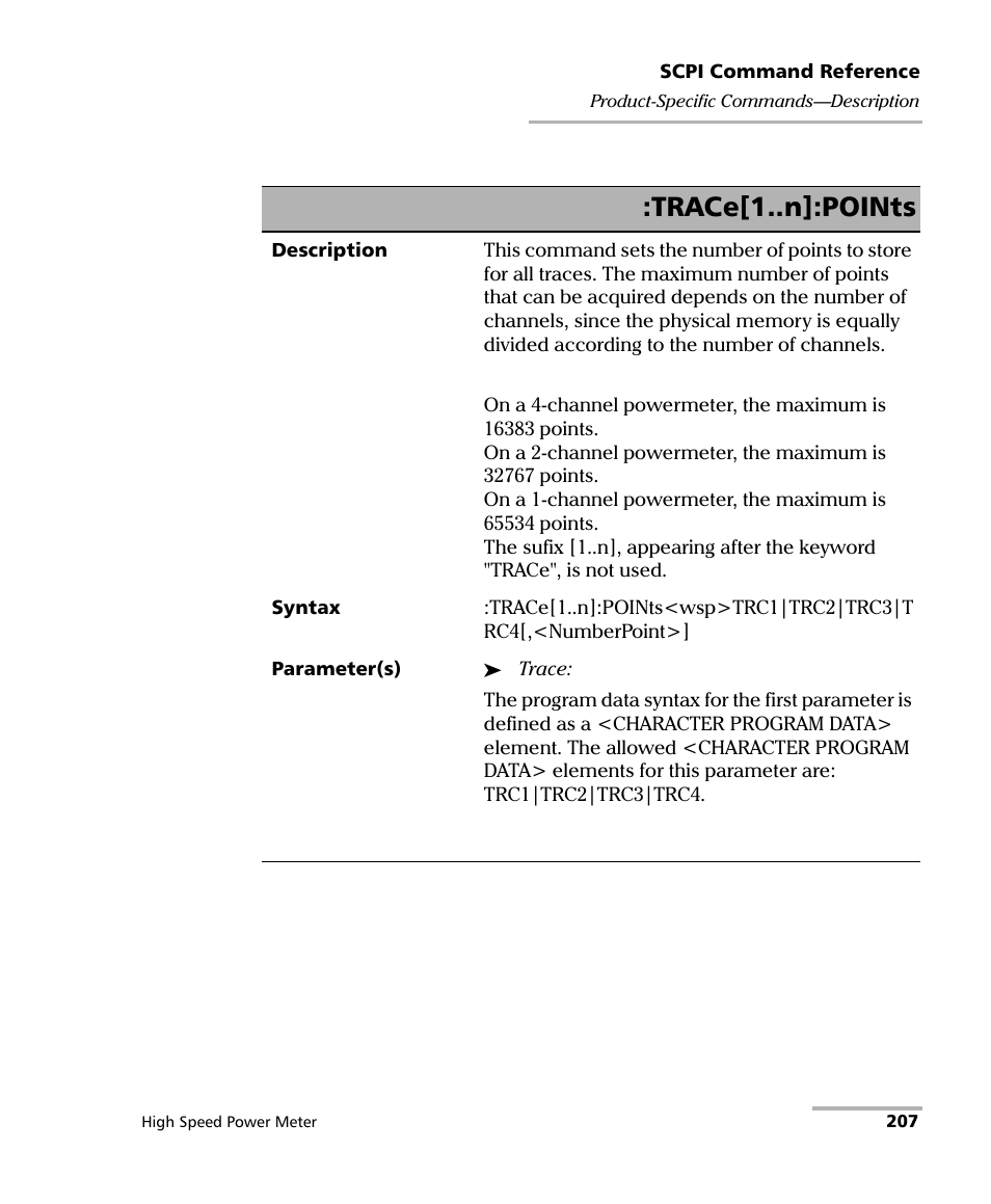 Trace[1..n]:points | EXFO IQS-1600 High-Speed Power Meter for IQS-500/600 User Manual | Page 215 / 238