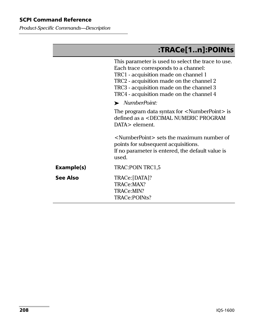 Trace[1..n]:points | EXFO IQS-1600 High-Speed Power Meter for IQS-500/600 User Manual | Page 216 / 238