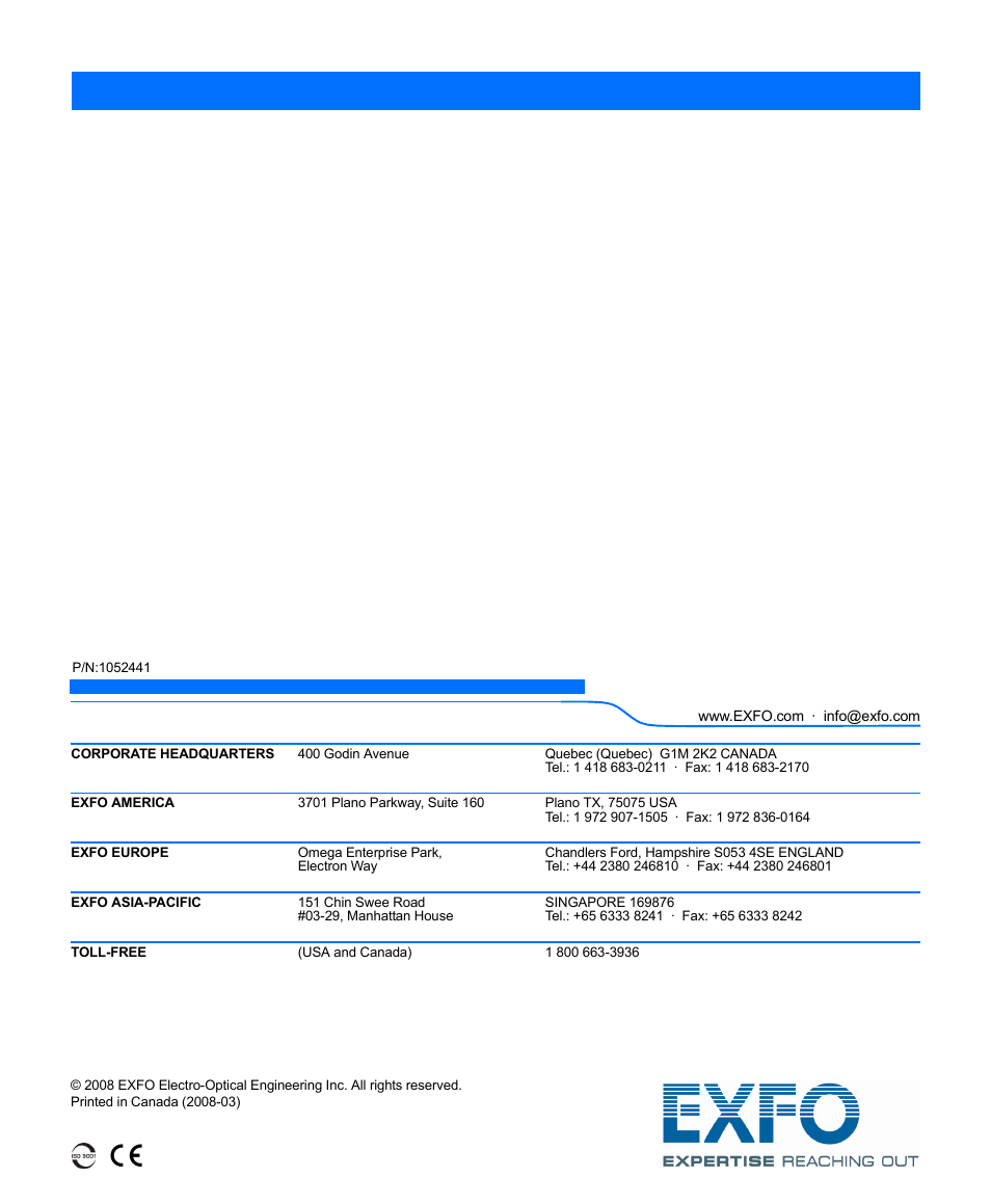 EXFO IQS-1600 High-Speed Power Meter for IQS-500/600 User Manual | Page 238 / 238