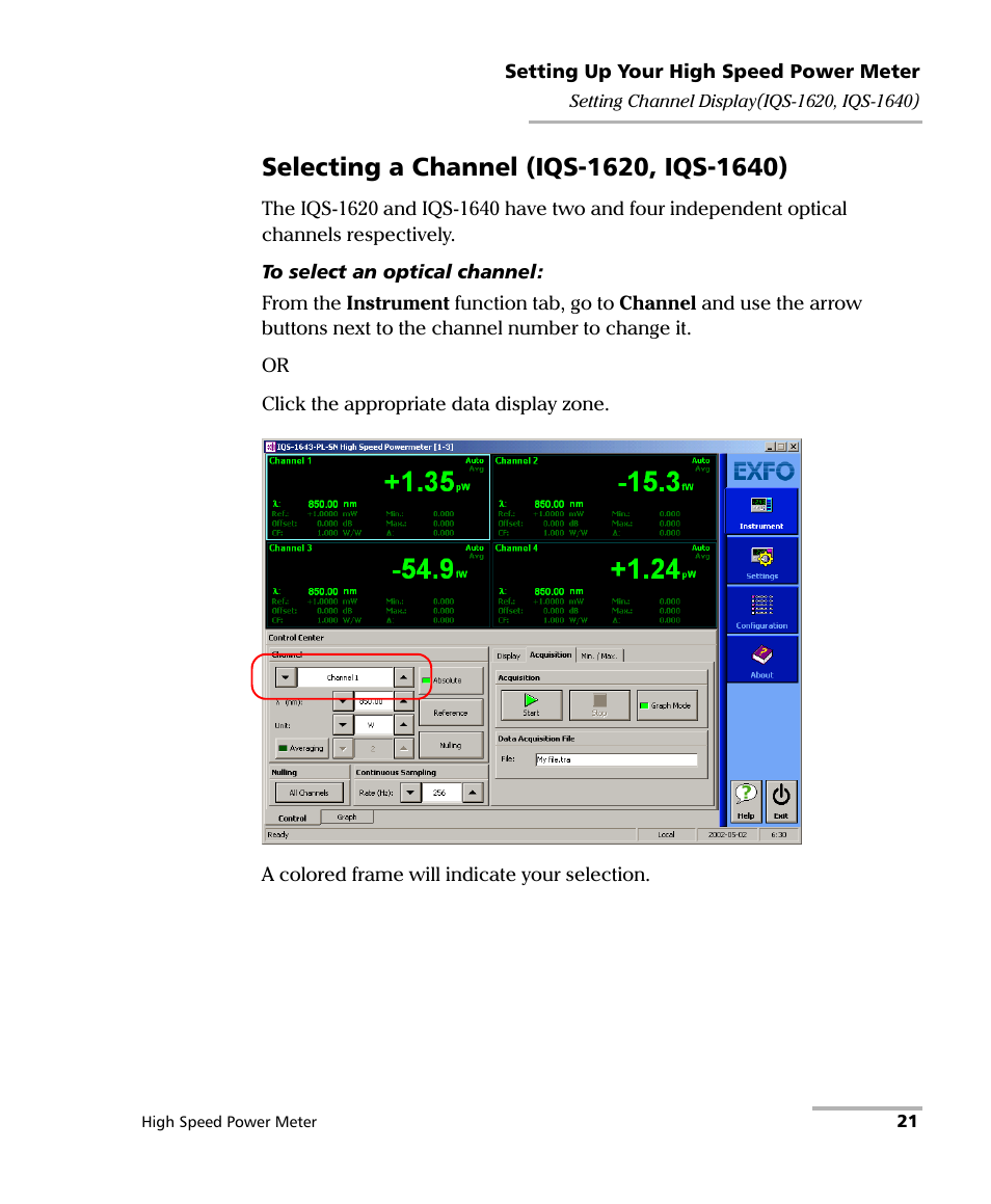 EXFO IQS-1600 High-Speed Power Meter for IQS-500/600 User Manual | Page 29 / 238