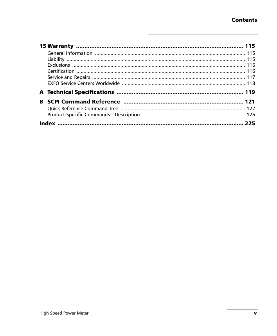 EXFO IQS-1600 High-Speed Power Meter for IQS-500/600 User Manual | Page 5 / 238