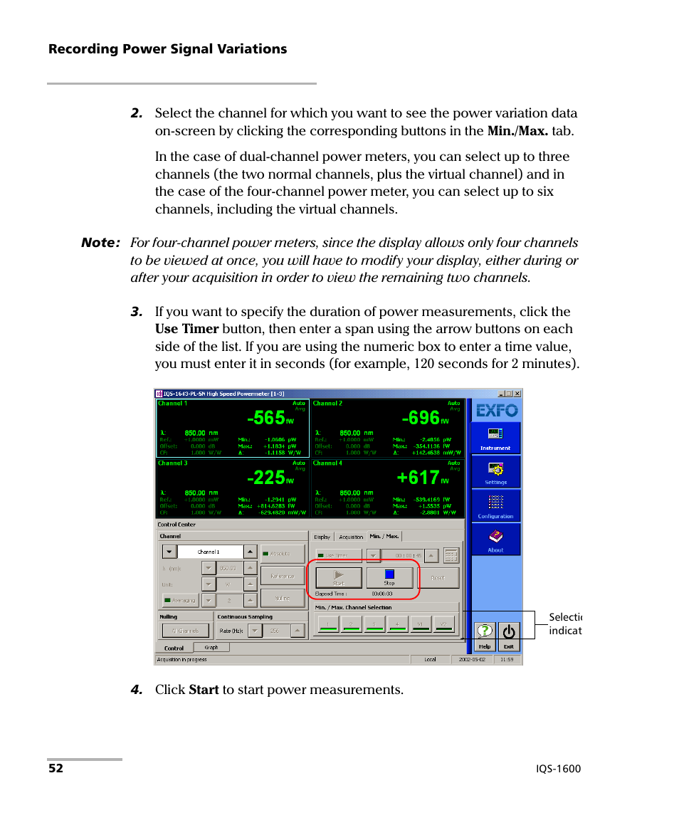 EXFO IQS-1600 High-Speed Power Meter for IQS-500/600 User Manual | Page 60 / 238