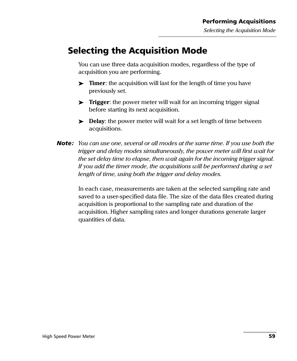 Selecting the acquisition mode | EXFO IQS-1600 High-Speed Power Meter for IQS-500/600 User Manual | Page 67 / 238