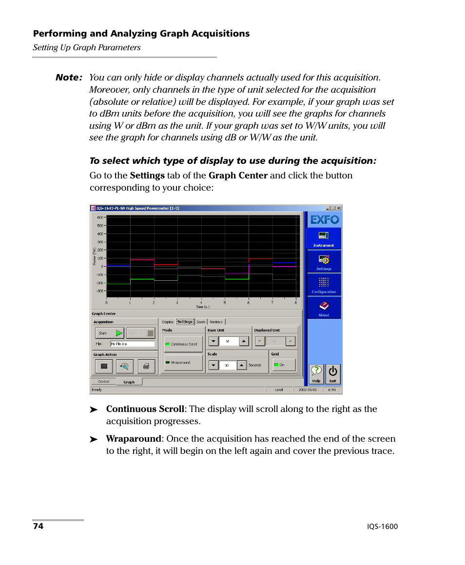 EXFO IQS-1600 High-Speed Power Meter for IQS-500/600 User Manual | Page 82 / 238