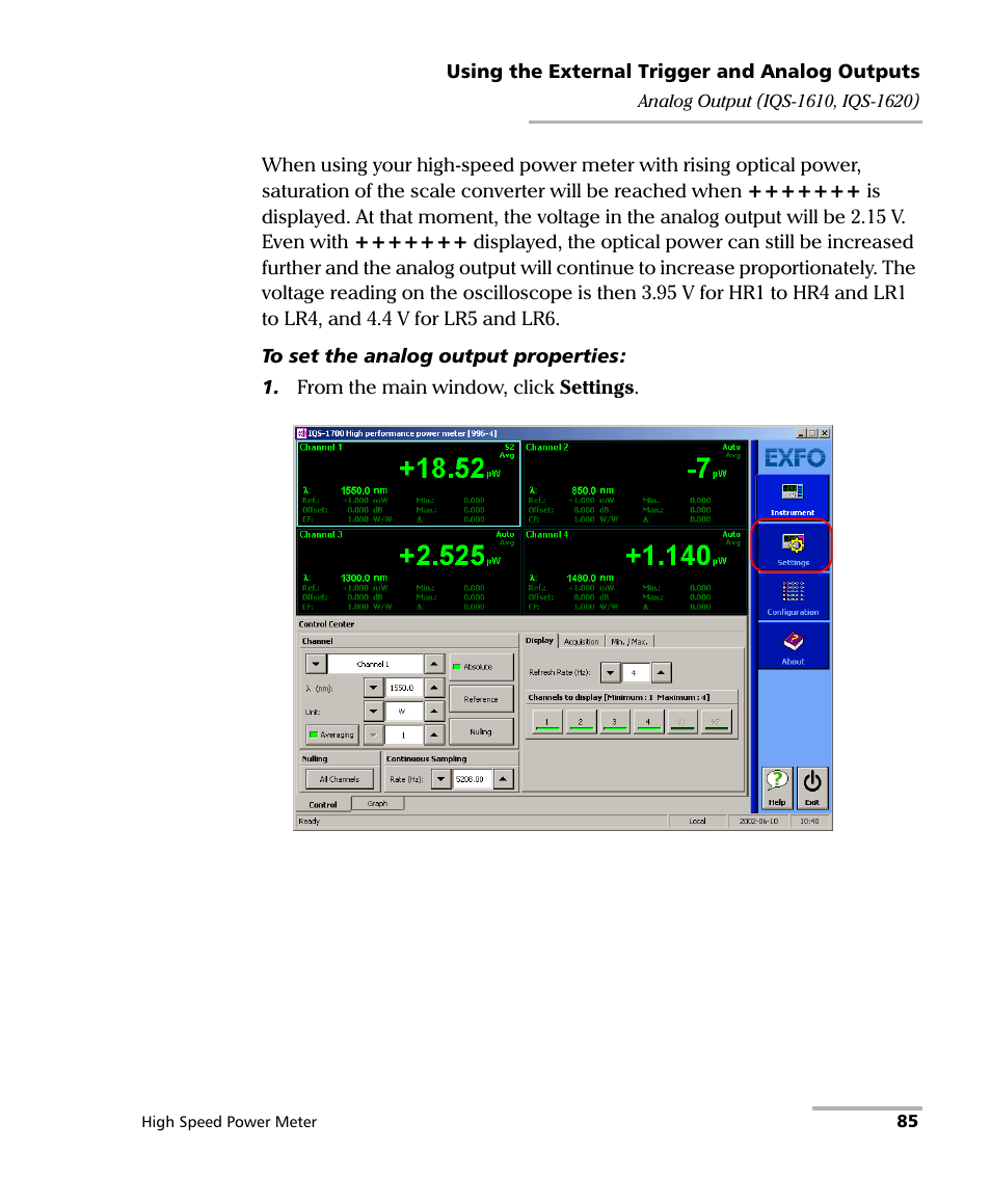 EXFO IQS-1600 High-Speed Power Meter for IQS-500/600 User Manual | Page 93 / 238
