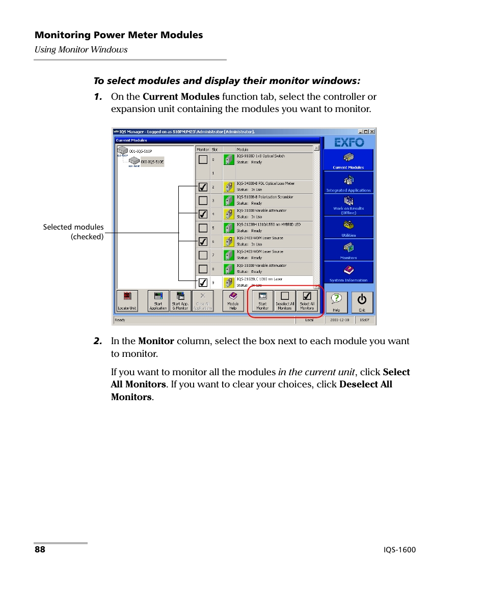 EXFO IQS-1600 High-Speed Power Meter for IQS-500/600 User Manual | Page 96 / 238
