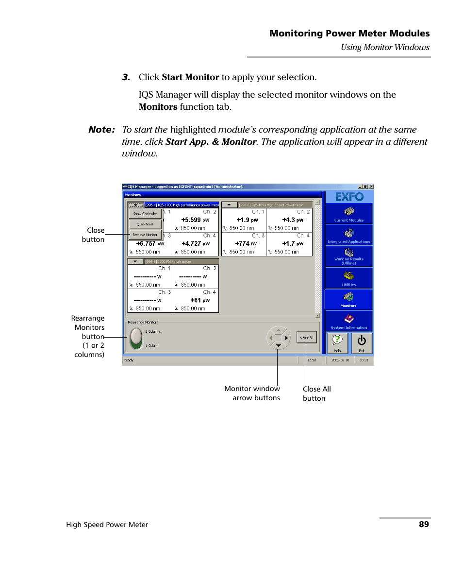 EXFO IQS-1600 High-Speed Power Meter for IQS-500/600 User Manual | Page 97 / 238