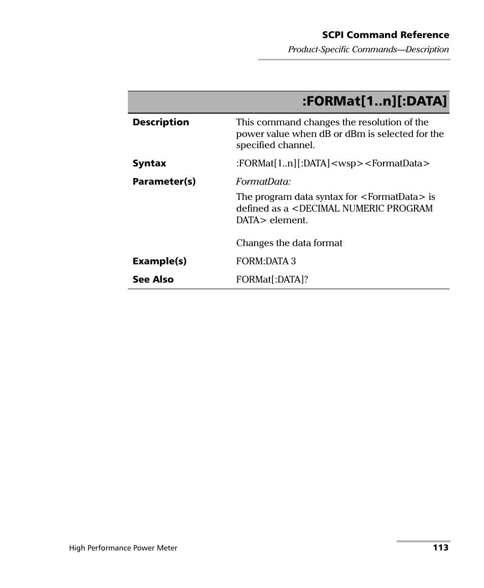 Format[1..n][:data | EXFO IQS-1700 High Performance Power Meter for IQS-500/600 User Manual | Page 121 / 204