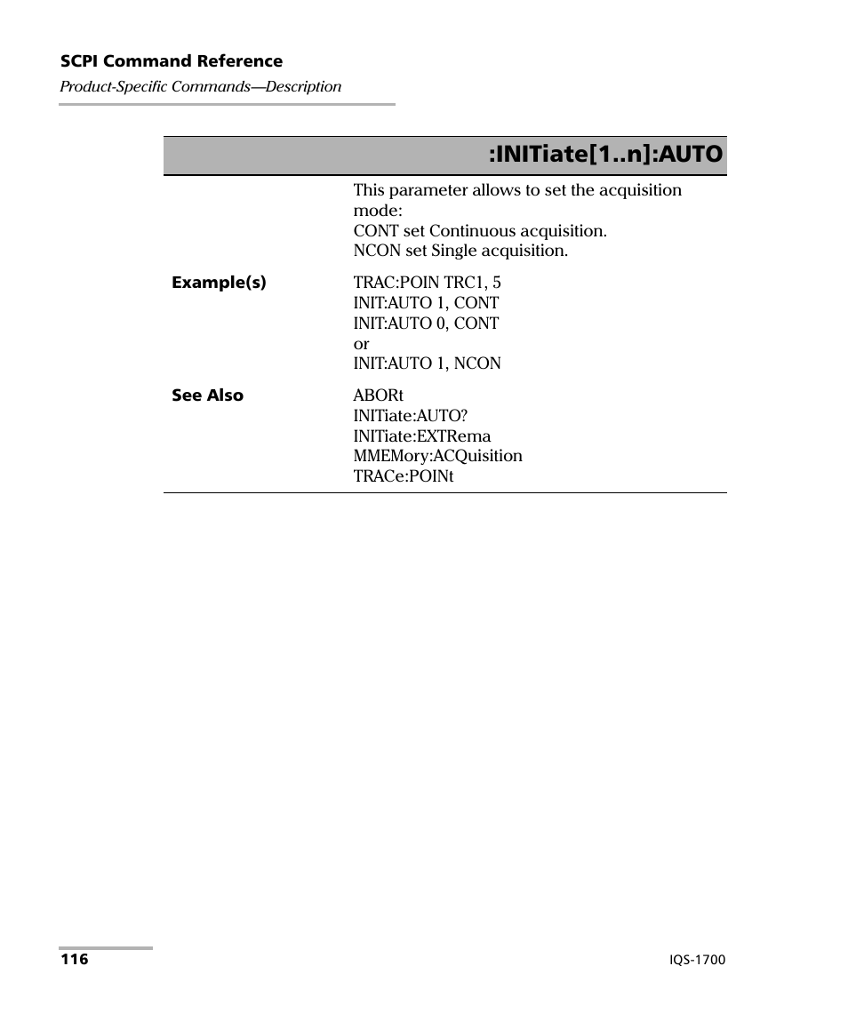 Initiate[1..n]:auto | EXFO IQS-1700 High Performance Power Meter for IQS-500/600 User Manual | Page 124 / 204