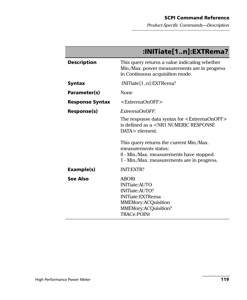 Initiate[1..n]:extrema | EXFO IQS-1700 High Performance Power Meter for IQS-500/600 User Manual | Page 127 / 204