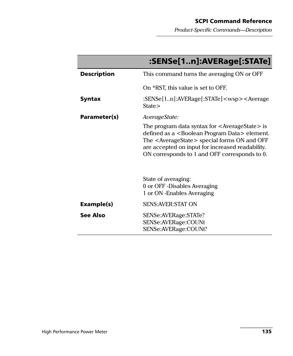 Sense[1..n]:average[:state | EXFO IQS-1700 High Performance Power Meter for IQS-500/600 User Manual | Page 143 / 204