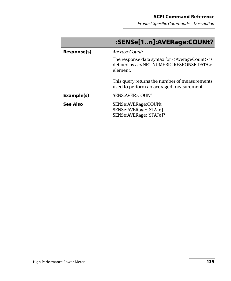 Sense[1..n]:average:count | EXFO IQS-1700 High Performance Power Meter for IQS-500/600 User Manual | Page 147 / 204