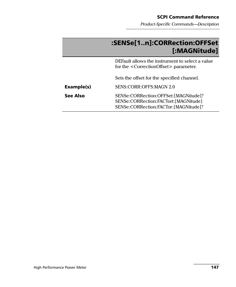 Sense[1..n]:correction:offset [:magnitude | EXFO IQS-1700 High Performance Power Meter for IQS-500/600 User Manual | Page 155 / 204