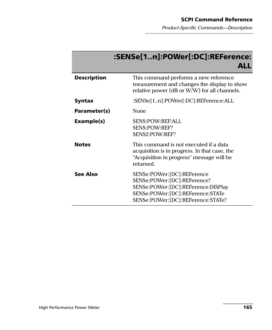 Sense[1..n]:power[:dc]:reference: all | EXFO IQS-1700 High Performance Power Meter for IQS-500/600 User Manual | Page 173 / 204