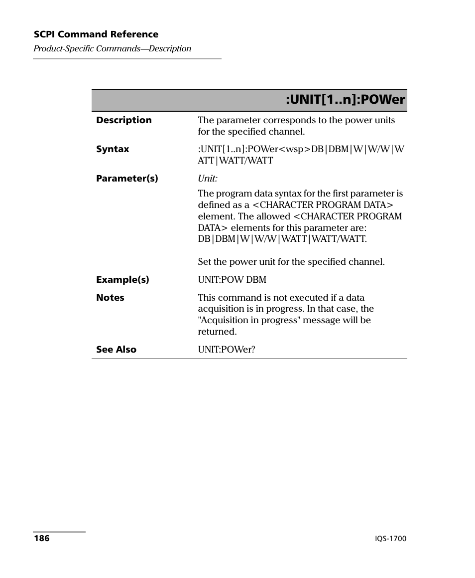 Unit[1..n]:power | EXFO IQS-1700 High Performance Power Meter for IQS-500/600 User Manual | Page 194 / 204