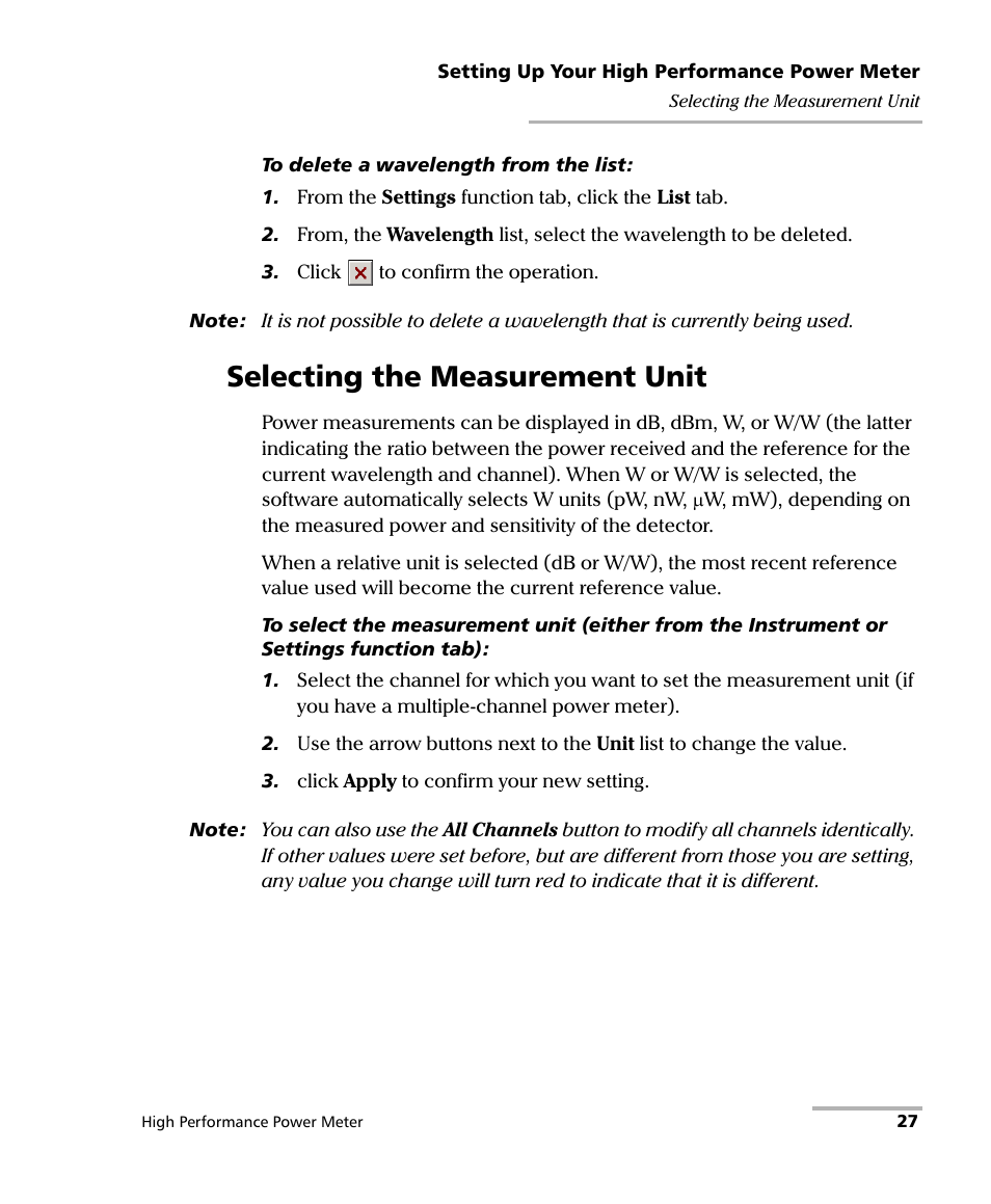 Selecting the measurement unit | EXFO IQS-1700 High Performance Power Meter for IQS-500/600 User Manual | Page 35 / 204