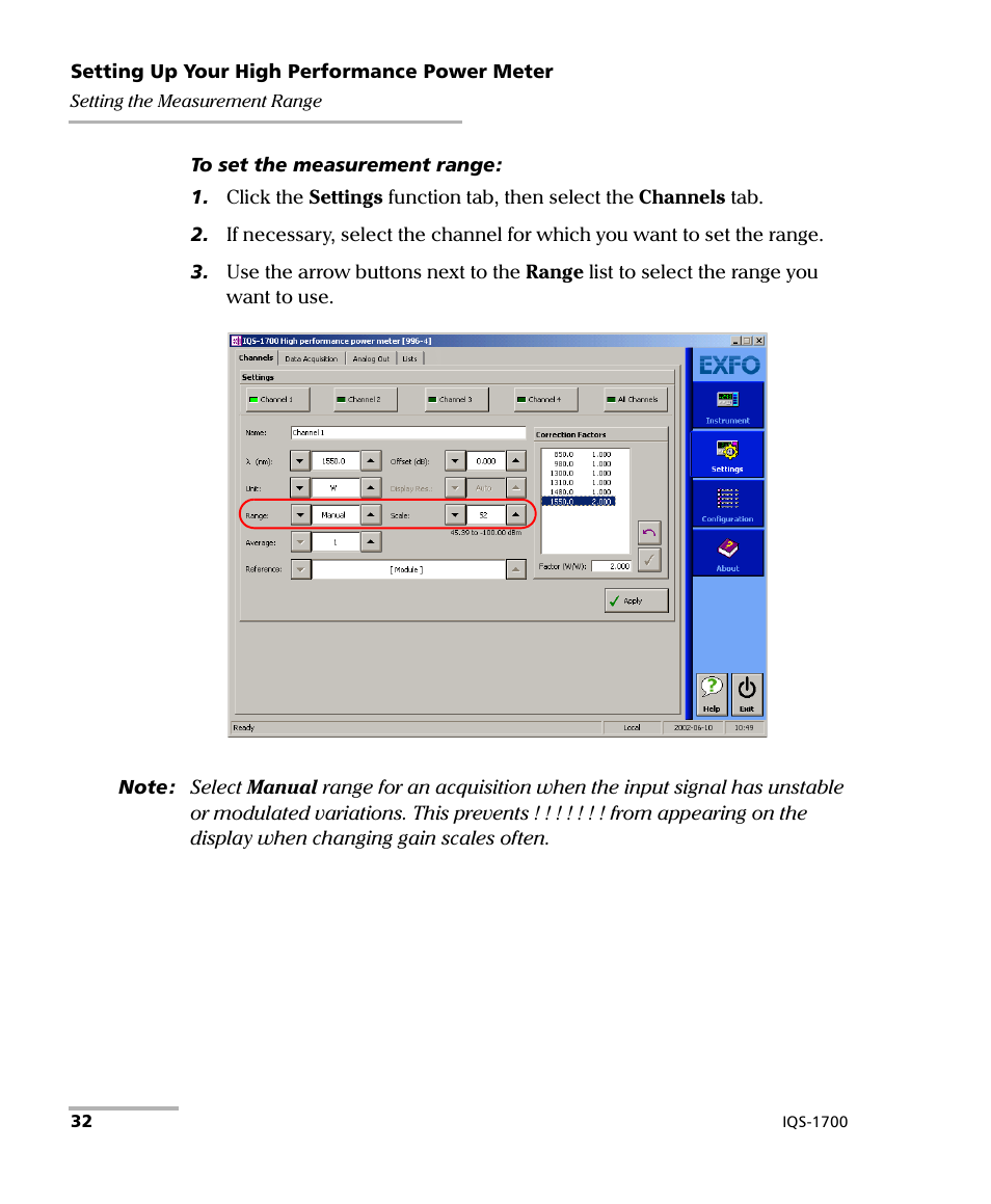 EXFO IQS-1700 High Performance Power Meter for IQS-500/600 User Manual | Page 40 / 204