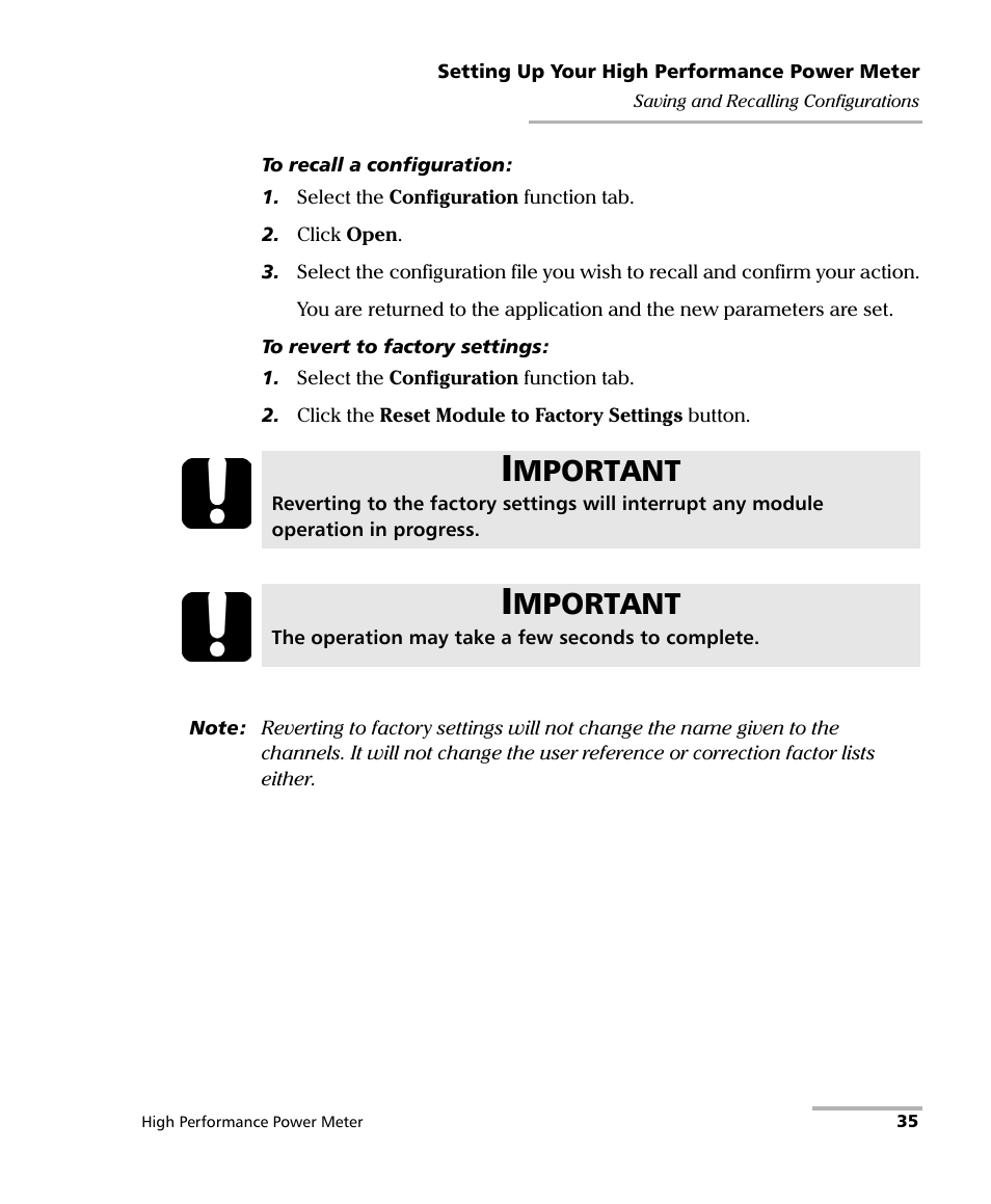 Mportant | EXFO IQS-1700 High Performance Power Meter for IQS-500/600 User Manual | Page 43 / 204