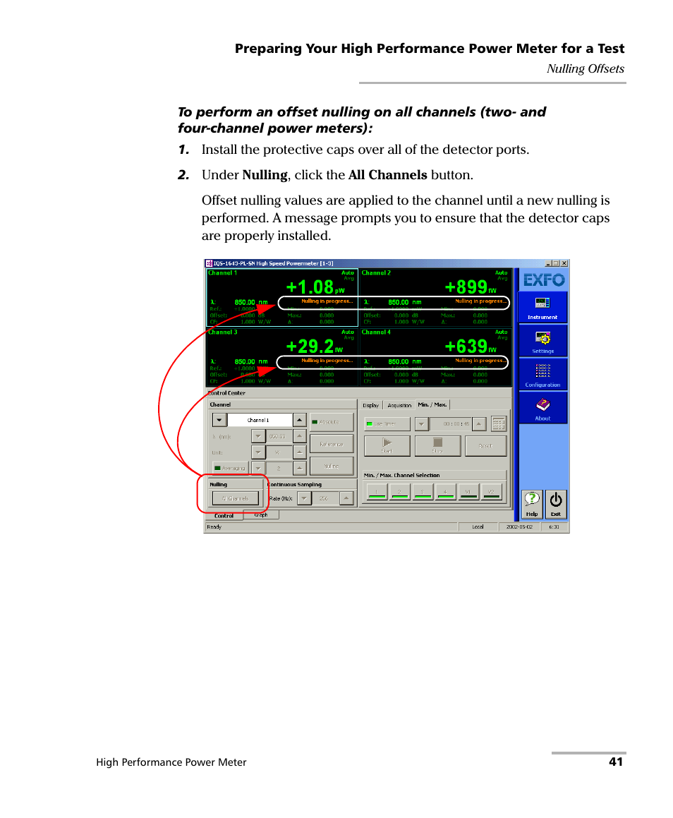 EXFO IQS-1700 High Performance Power Meter for IQS-500/600 User Manual | Page 49 / 204