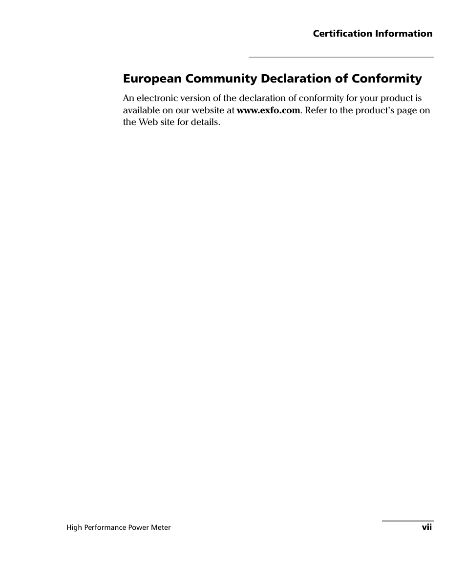 European community declaration of conformity | EXFO IQS-1700 High Performance Power Meter for IQS-500/600 User Manual | Page 7 / 204