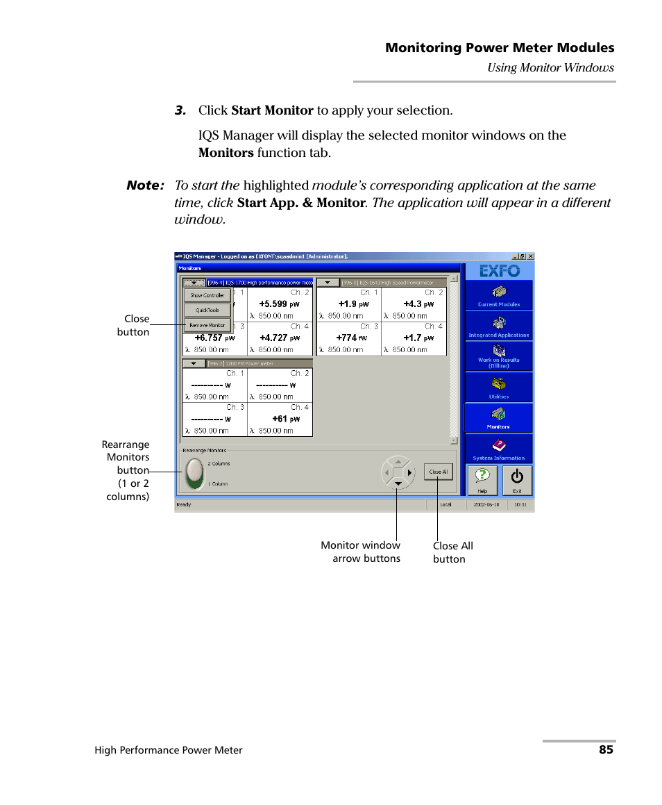 EXFO IQS-1700 High Performance Power Meter for IQS-500/600 User Manual | Page 93 / 204