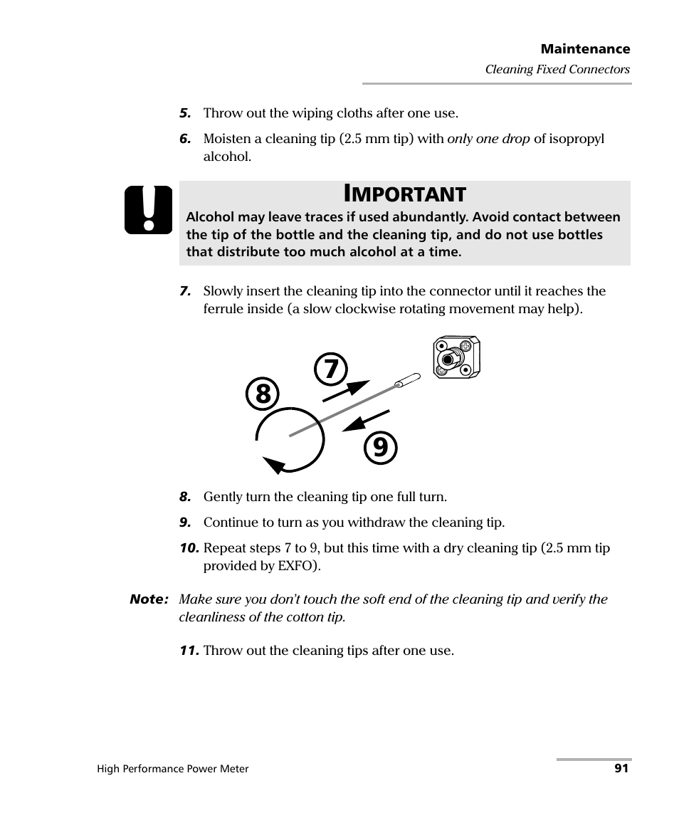 Mportant | EXFO IQS-1700 High Performance Power Meter for IQS-500/600 User Manual | Page 99 / 204