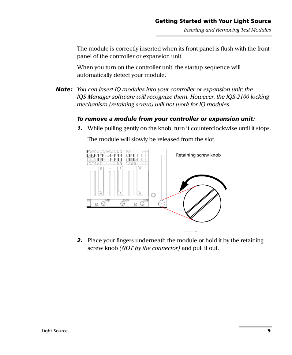 EXFO IQS-2100 Light Source for IQS-500/600 User Manual | Page 15 / 82