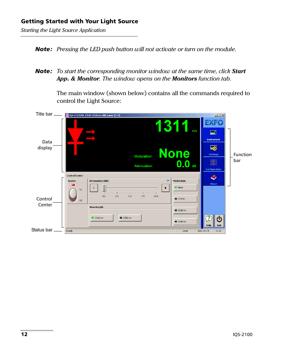 EXFO IQS-2100 Light Source for IQS-500/600 User Manual | Page 18 / 82