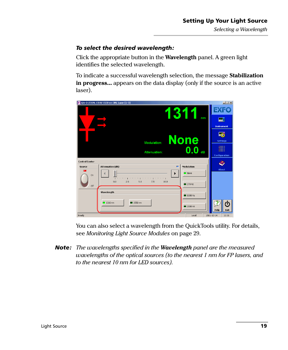 EXFO IQS-2100 Light Source for IQS-500/600 User Manual | Page 25 / 82